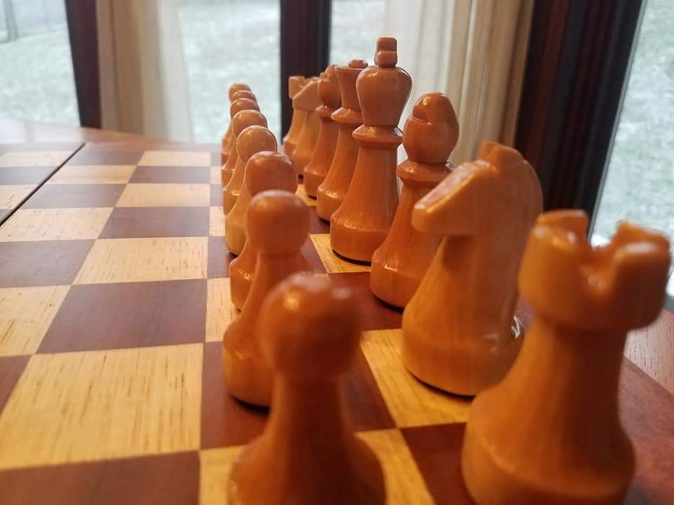 Hand carved chess set by Trail Turtles